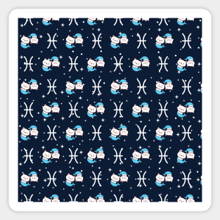 Pisces Zodiac Cat Pattern Sticker